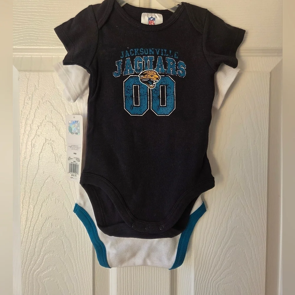 NFL Jacksonville Jaguars Baby Bodysuits 2pc 0-18 Months NWT Cotton Football